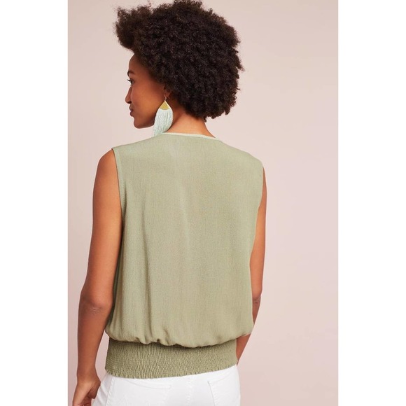 NWOT ANTHROPOLOGIE BLANK ARIANNA BEADED V-NECK TOP, sz L - Picture 5 of 8